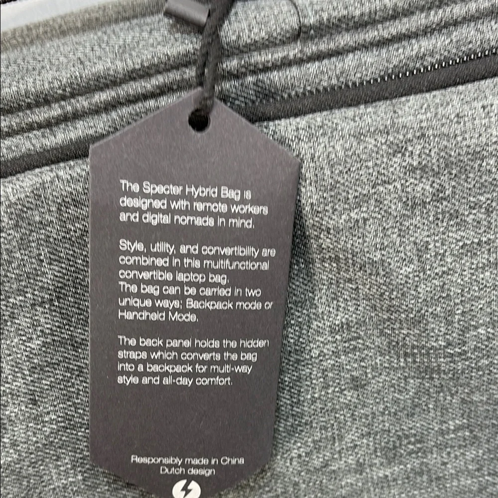 NWT Gray Laptop convertible Bag with Modern Design and Reflective Detail